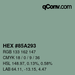 カラーコード: HEX #85A293 | qconv.com
