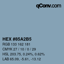 カラーコード: HEX #85A2B5 | qconv.com