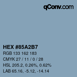 カラーコード: HEX #85A2B7 | qconv.com
