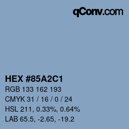 Código de color: HEX #85A2C1 | qconv.com