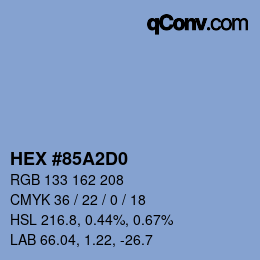 カラーコード: HEX #85A2D0 | qconv.com