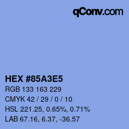 Color code: HEX #85A3E5 | qconv.com