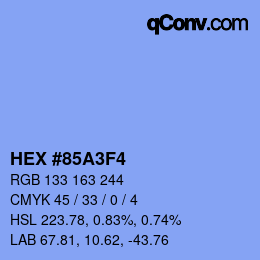 カラーコード: HEX #85A3F4 | qconv.com