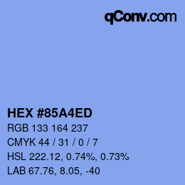 Farbcode: HEX #85A4ED | qconv.com