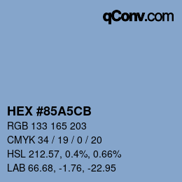 Color code: HEX #85A5CB | qconv.com