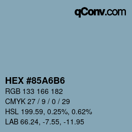 カラーコード: HEX #85A6B6 | qconv.com