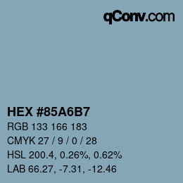 颜色代码: HEX #85A6B7 | qconv.com
