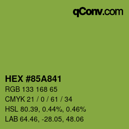 カラーコード: HEX #85A841 | qconv.com