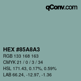 Color code: HEX #85A8A3 | qconv.com