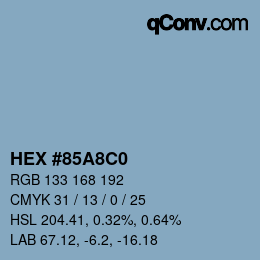 Color code: HEX #85A8C0 | qconv.com