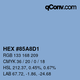カラーコード: HEX #85A8D1 | qconv.com