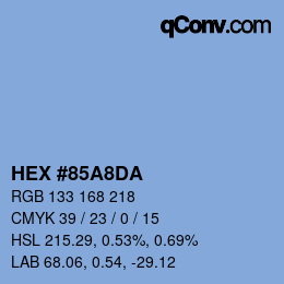 Color code: HEX #85A8DA | qconv.com