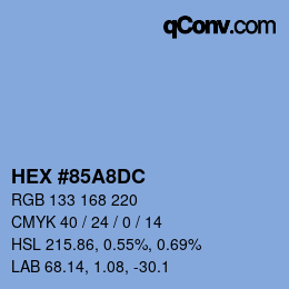 颜色代码: HEX #85A8DC | qconv.com