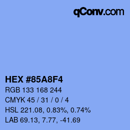 カラーコード: HEX #85A8F4 | qconv.com