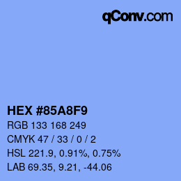 Color code: HEX #85A8F9 | qconv.com