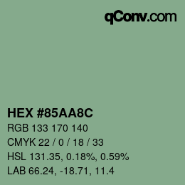 Color code: HEX #85AA8C | qconv.com