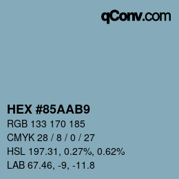 Farbcode: HEX #85AAB9 | qconv.com