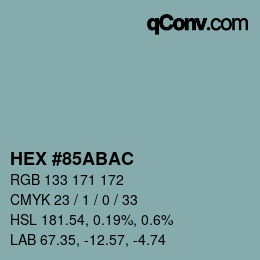 Color code: HEX #85ABAC | qconv.com