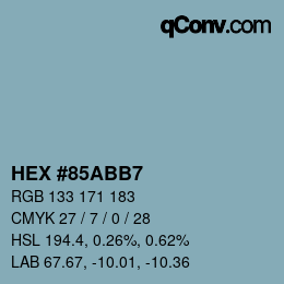 Código de color: HEX #85ABB7 | qconv.com