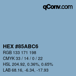 カラーコード: HEX #85ABC6 | qconv.com