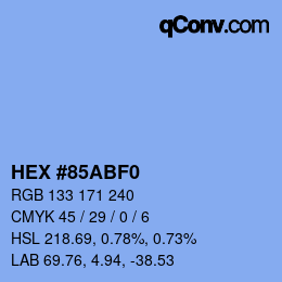 Color code: HEX #85ABF0 | qconv.com