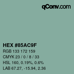 カラーコード: HEX #85AC9F | qconv.com