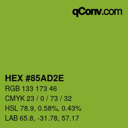 Color code: HEX #85AD2E | qconv.com