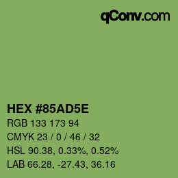Farbcode: HEX #85AD5E | qconv.com