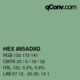 Código de color: HEX #85AD8D | qconv.com