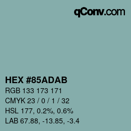 Color code: HEX #85ADAB | qconv.com