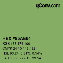 カラーコード: HEX #85AE64 | qconv.com