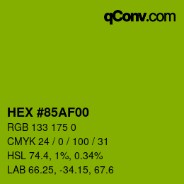 カラーコード: HEX #85AF00 | qconv.com