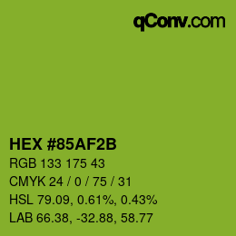 カラーコード: HEX #85AF2B | qconv.com