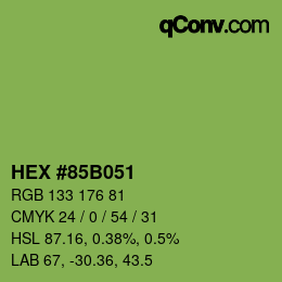 カラーコード: HEX #85B051 | qconv.com