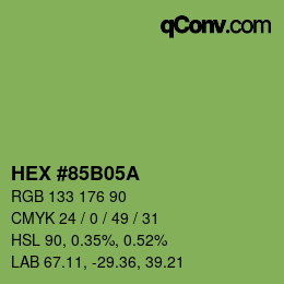 カラーコード: HEX #85B05A | qconv.com