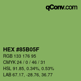 カラーコード: HEX #85B05F | qconv.com