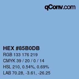 カラーコード: HEX #85B0DB | qconv.com