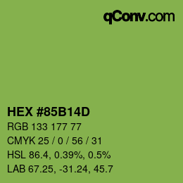 Color code: HEX #85B14D | qconv.com