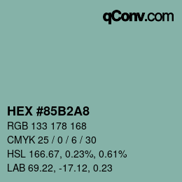 颜色代码: HEX #85B2A8 | qconv.com