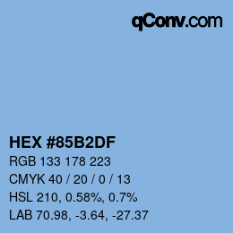 カラーコード: HEX #85B2DF | qconv.com