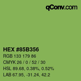 颜色代码: HEX #85B356 | qconv.com