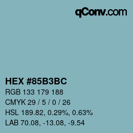 カラーコード: HEX #85B3BC | qconv.com