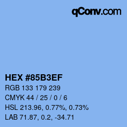 Farbcode: HEX #85B3EF | qconv.com
