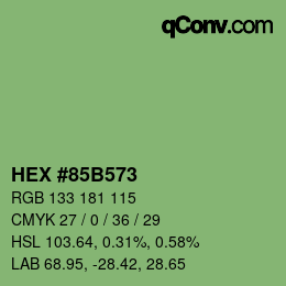 颜色代码: HEX #85B573 | qconv.com
