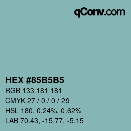 カラーコード: HEX #85B5B5 | qconv.com