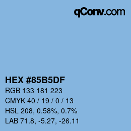 颜色代码: HEX #85B5DF | qconv.com