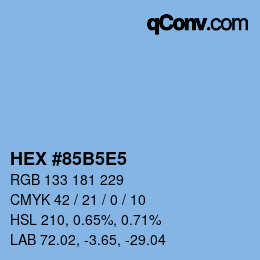 Code couleur: HEX #85B5E5 | qconv.com