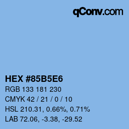 Código de color: HEX #85B5E6 | qconv.com