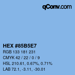 Color code: HEX #85B5E7 | qconv.com