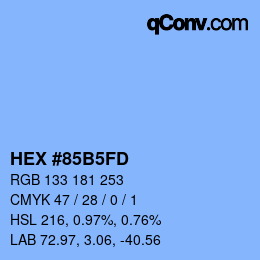Color code: HEX #85B5FD | qconv.com